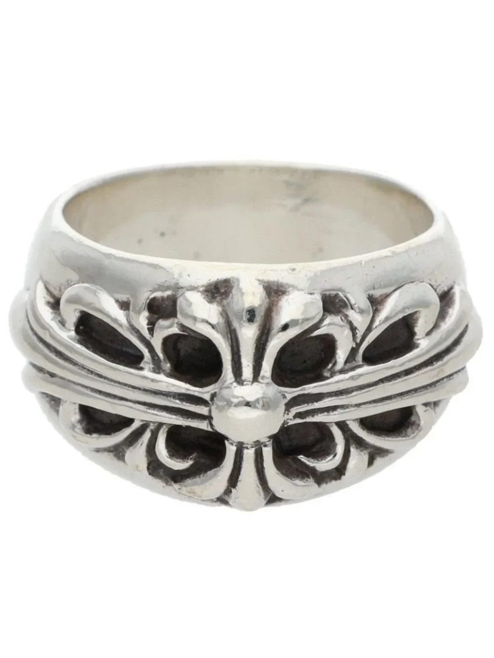Chrome Hearts Flrl Floral Cross Silver Ring