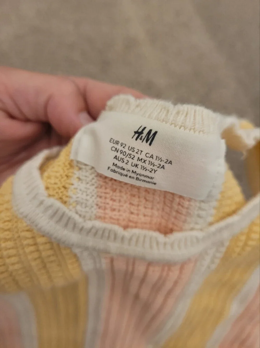 H&M Girls Sleeveless Knit Stripe Dress in Pink & Mustard Size 2T