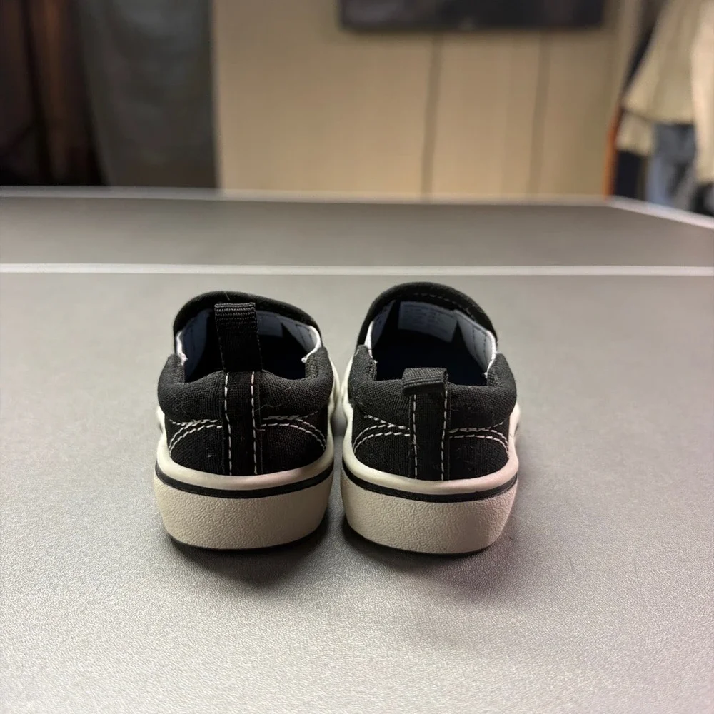 Wonder Nation Baby Boys Black Canvas Slip On Sneakers Memory‎ Foam Size 2