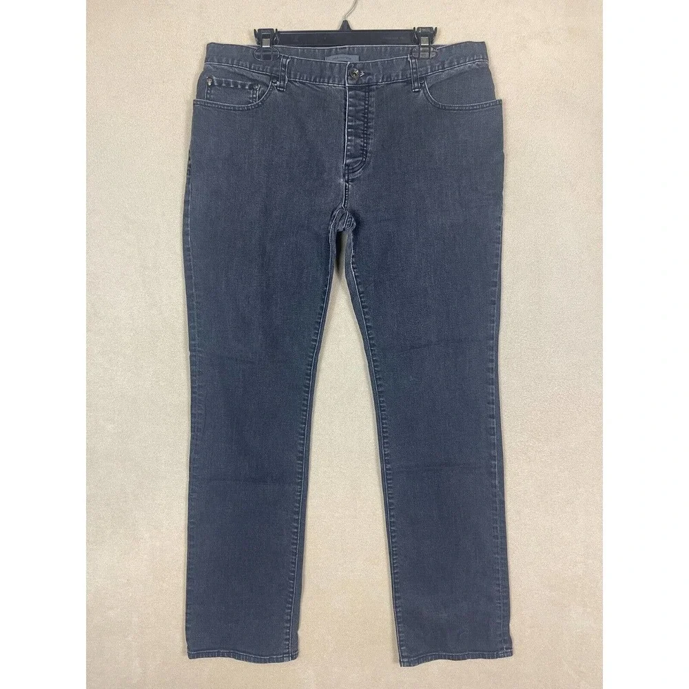 John‎ Varvatos Mens 38 Jeans Straight Leg Regular Fit Mid Rise Button Fly Black