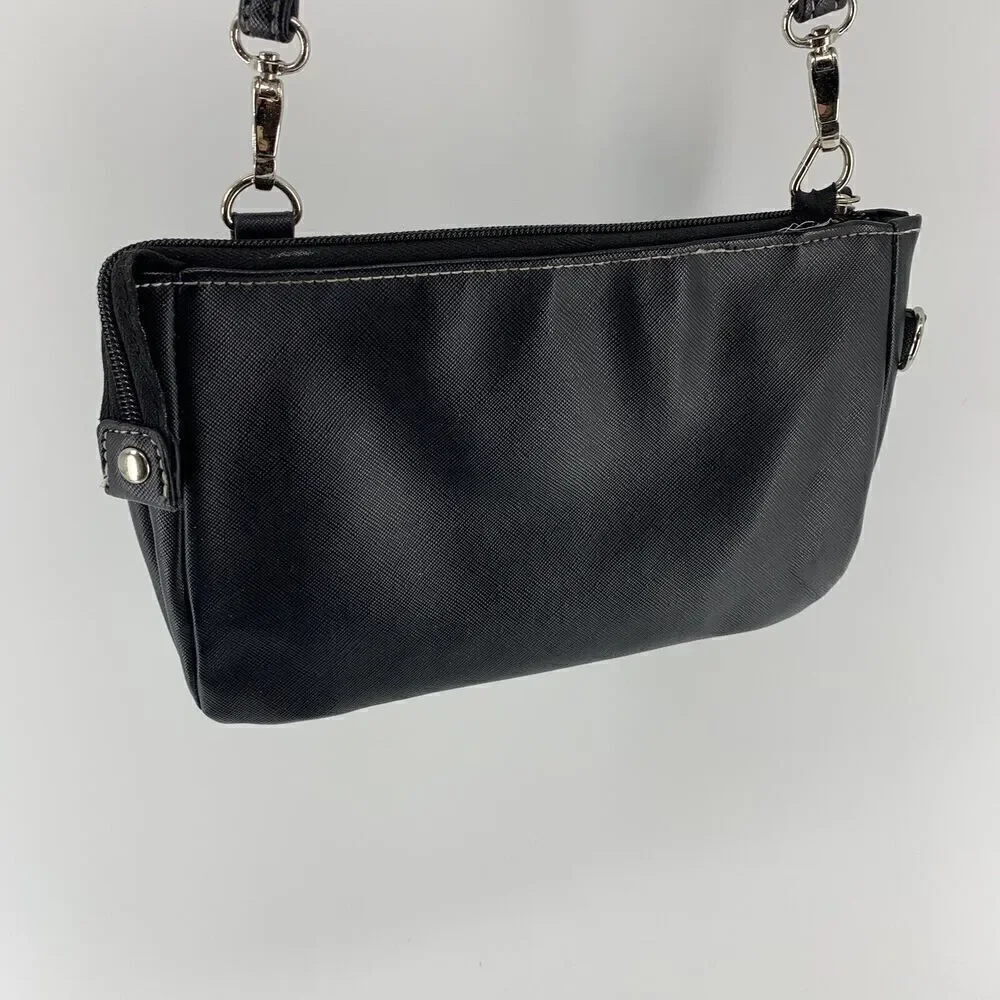 Kenneth Cole Reaction Black Small Crossbody Handbag Purse Vegan Leather Bag