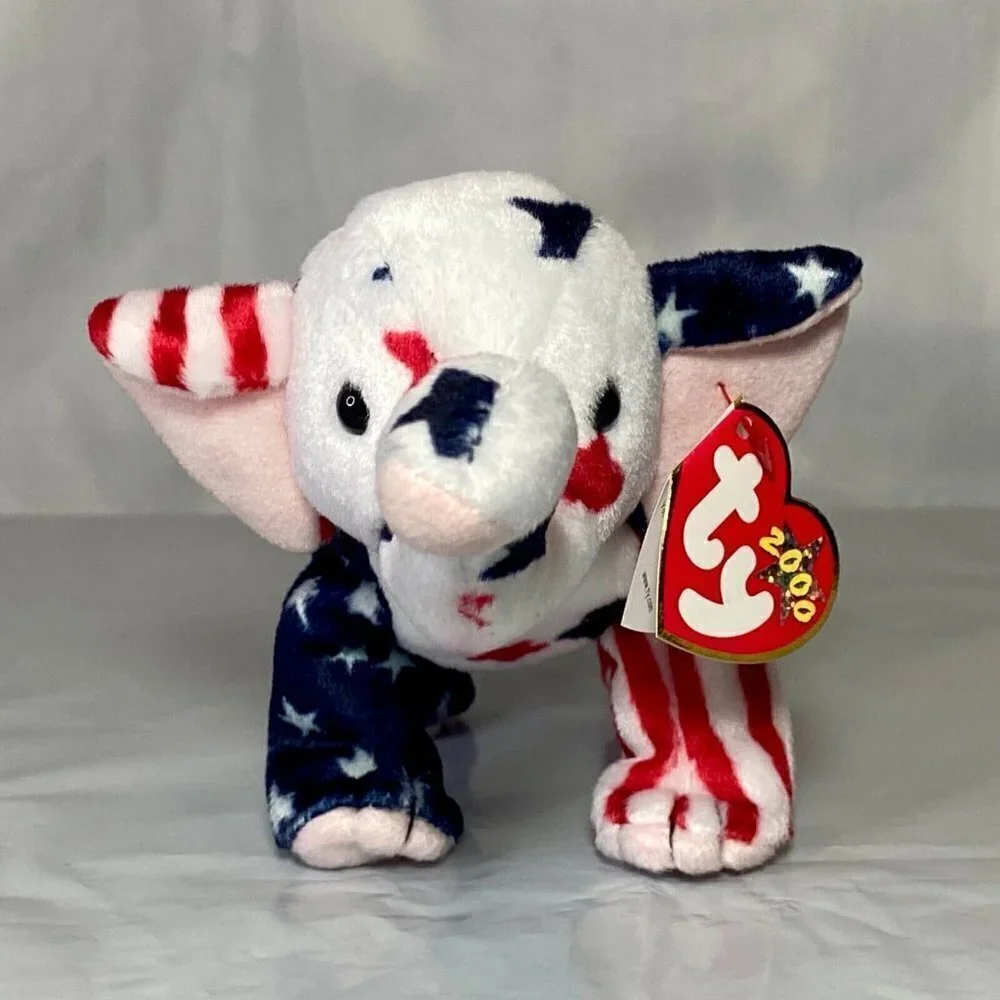 Ty‎ Beanie Baby Righty Elephant 2000 Retired P.E. Pellets White Head MWMT Rare