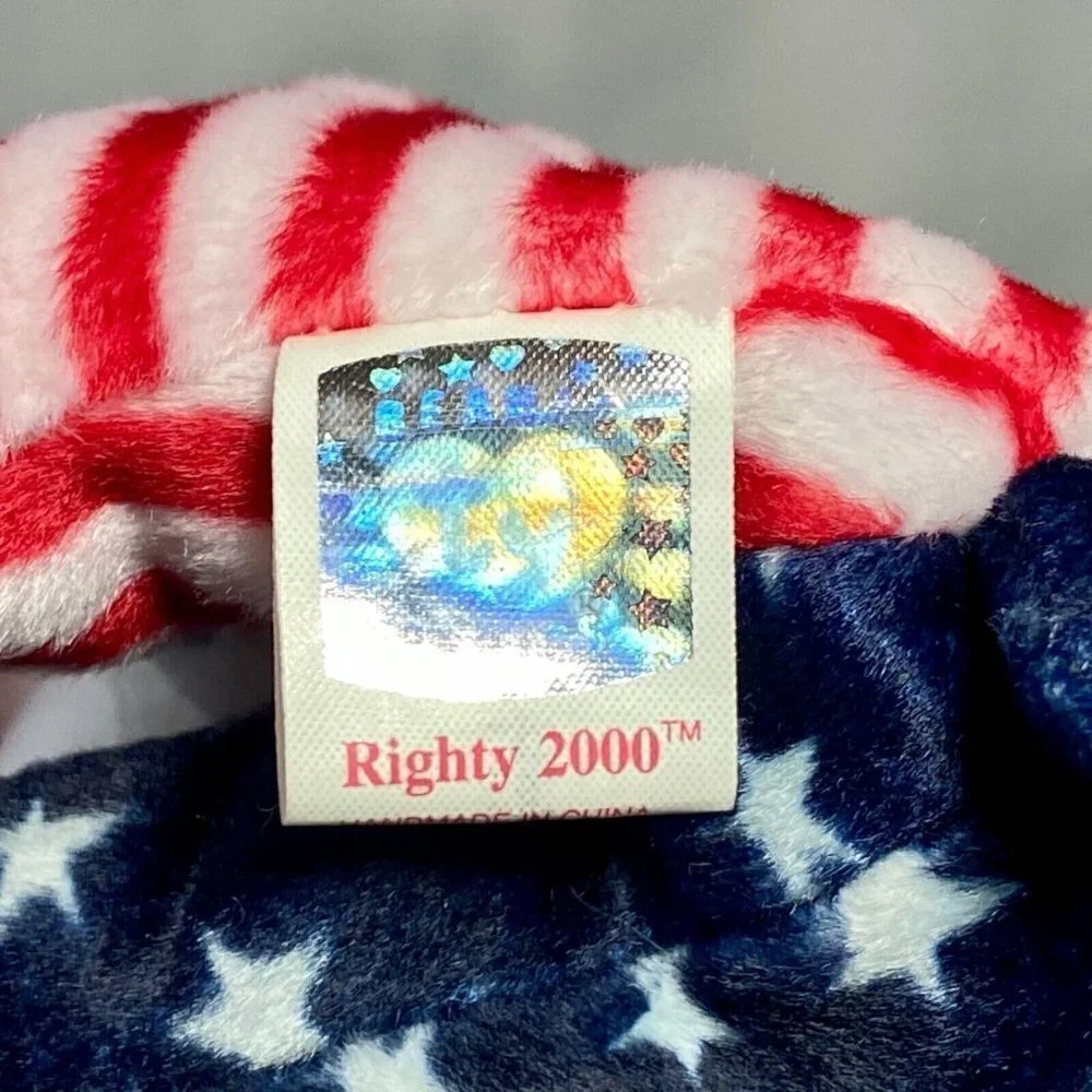 Ty‎ Beanie Baby Righty Elephant 2000 Retired P.E. Pellets White Head MWMT Rare