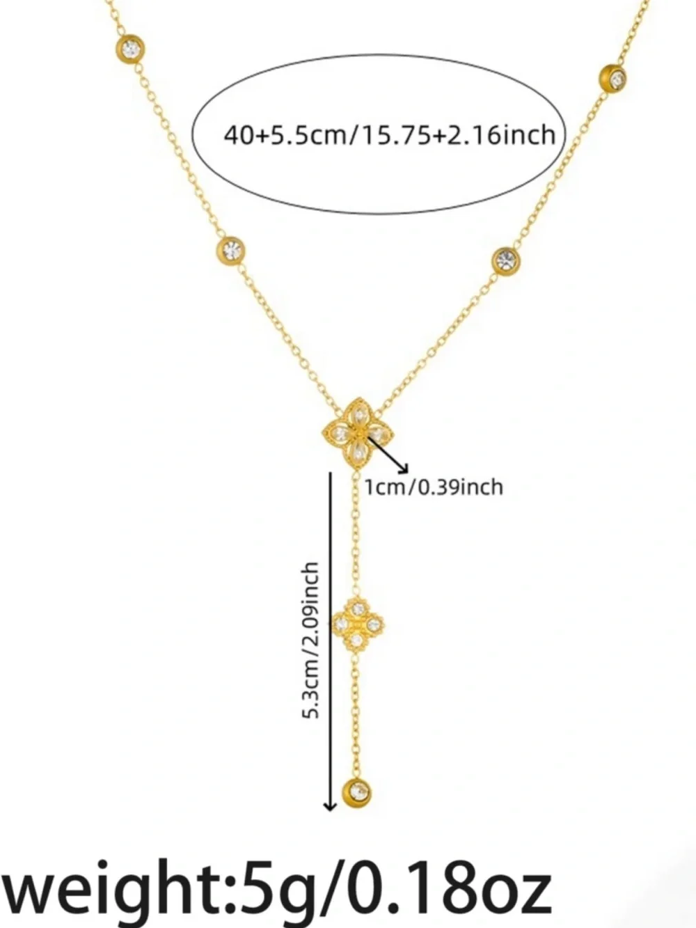Gold Layered Floral Clover Pendant Necklace
