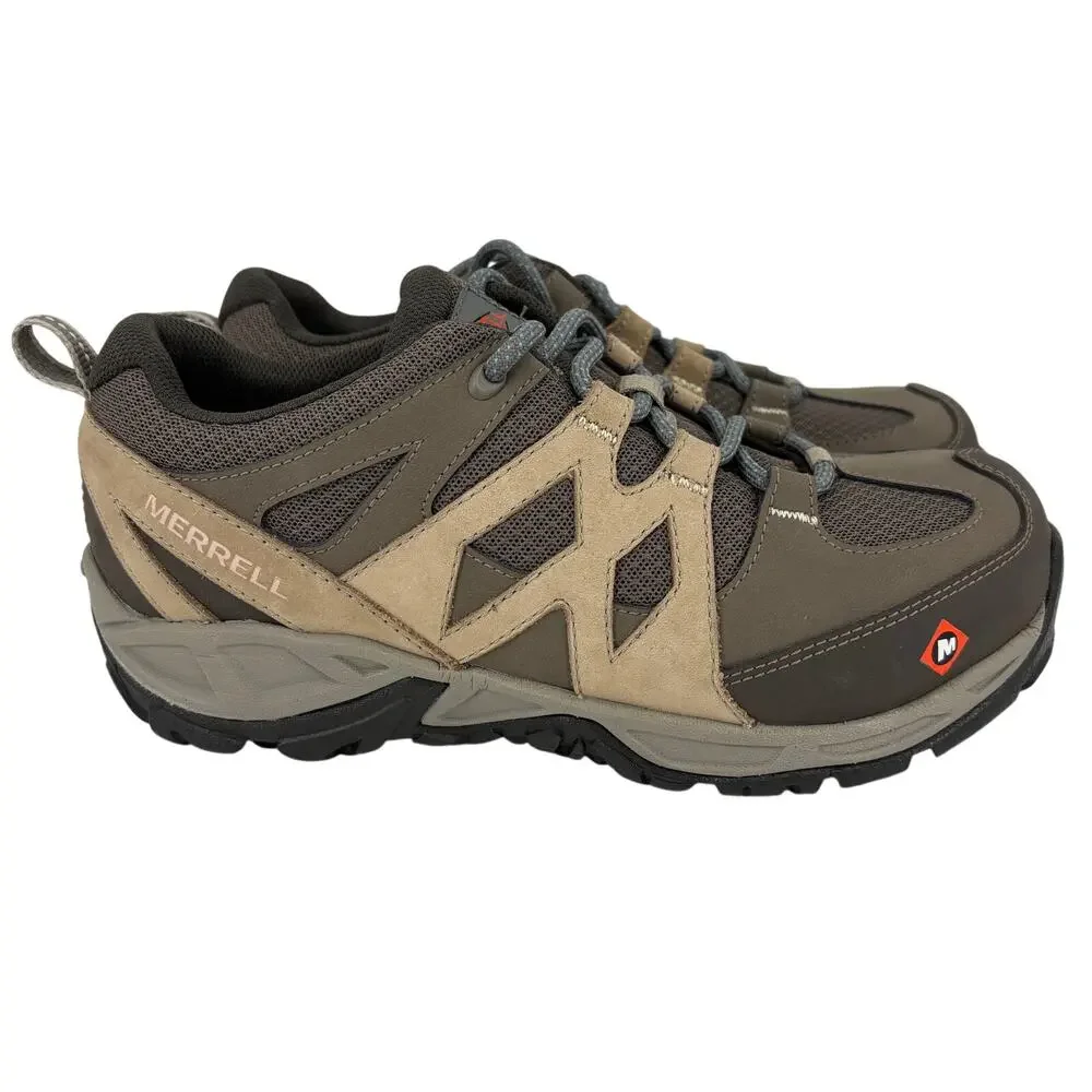 Merrell Siren Alloy Toe Work Sneaker Size 7 Brown Leather Safety Shoe ASTM Rated