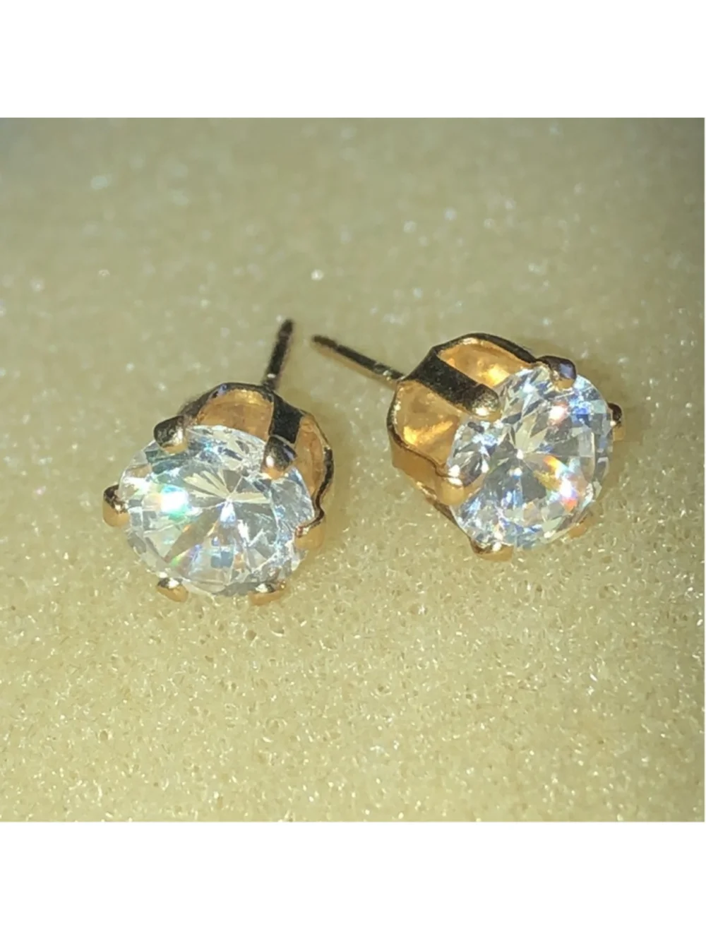 Gold Plated Sterling Silver L 925 Round Dainty Stud Earrings