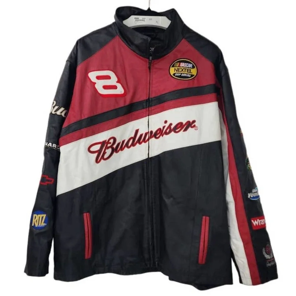 90's‎ Y2K Men's Wilsons Leather Dale Jr Budweiser Racing Jacket NASCAR 2XL