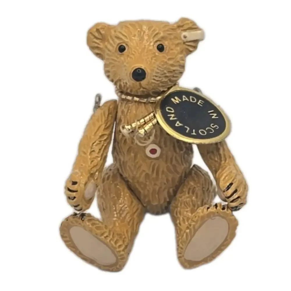 Vintage Steiff Hantel Scotland Pewter Miniature Articulated Bear‎ In Box U315/23