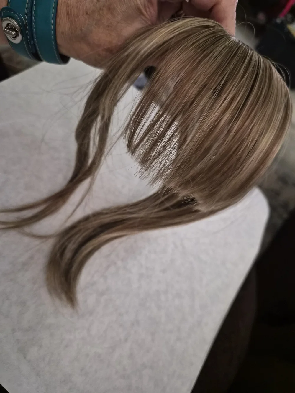 NIP 13” Amazon Synthetic Crown Hair Topper w/ Wispy Bangs Brown Highlight