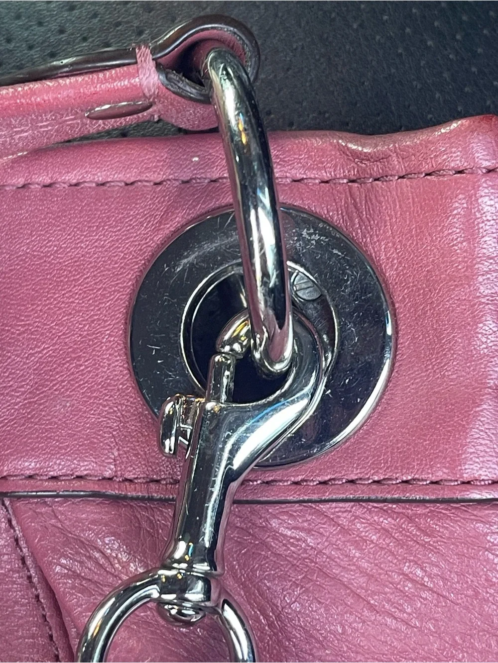 Coach Ashley pleated Rose Leather Shoulder Bag with Silver Hardware,ink inside