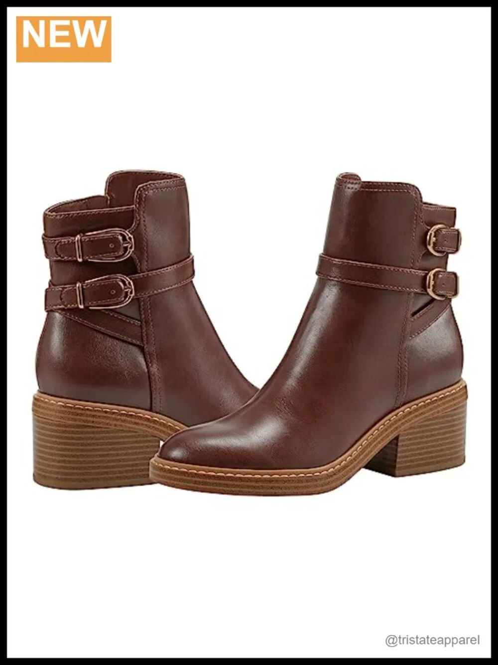 Women's Ankle Boots Mid Block Heel Almond Toe Zip Closure