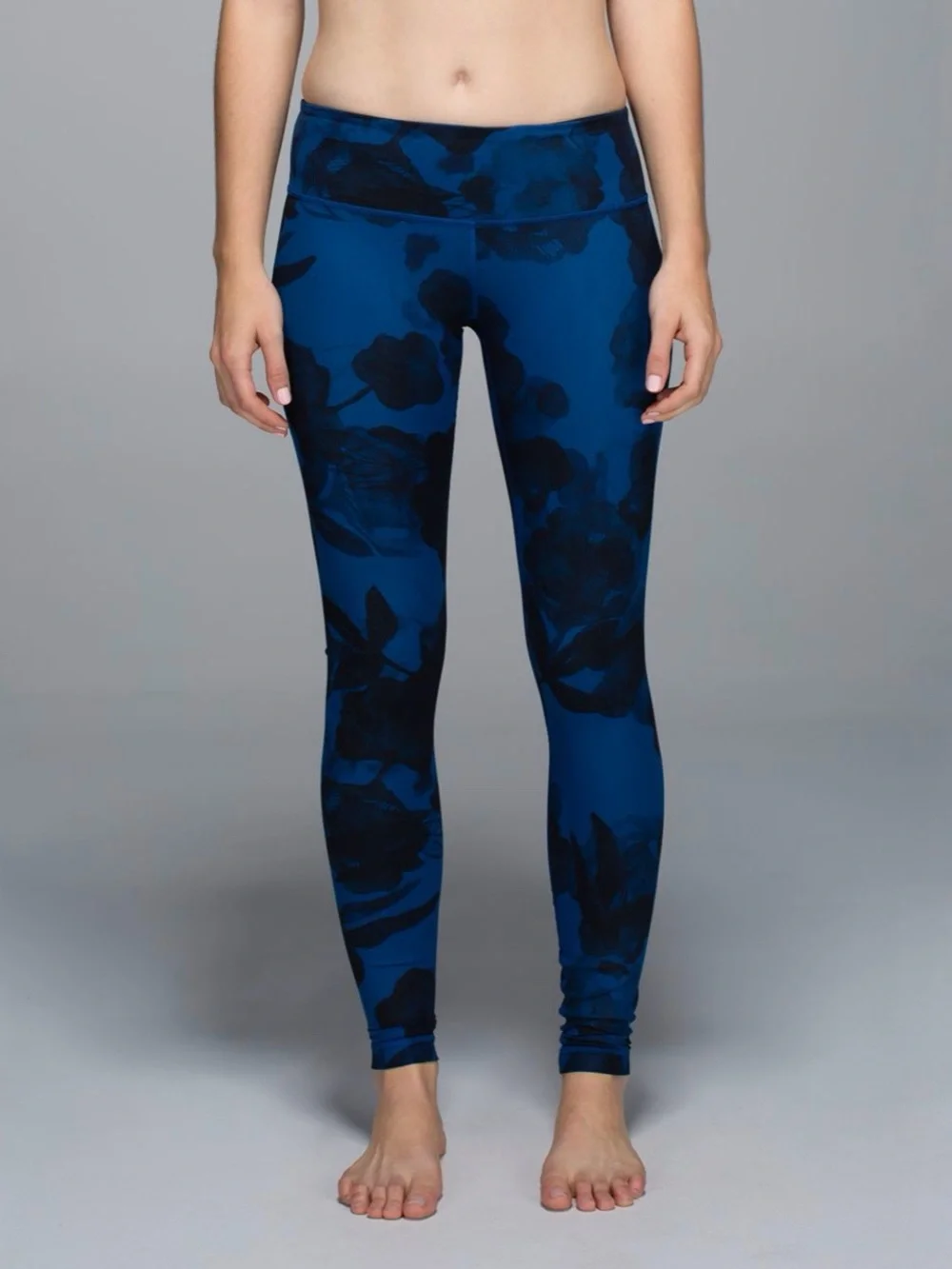 LULULEMON Wunder Under Pant Full On Luxtreme Legging Inky Floral Black Blue 6