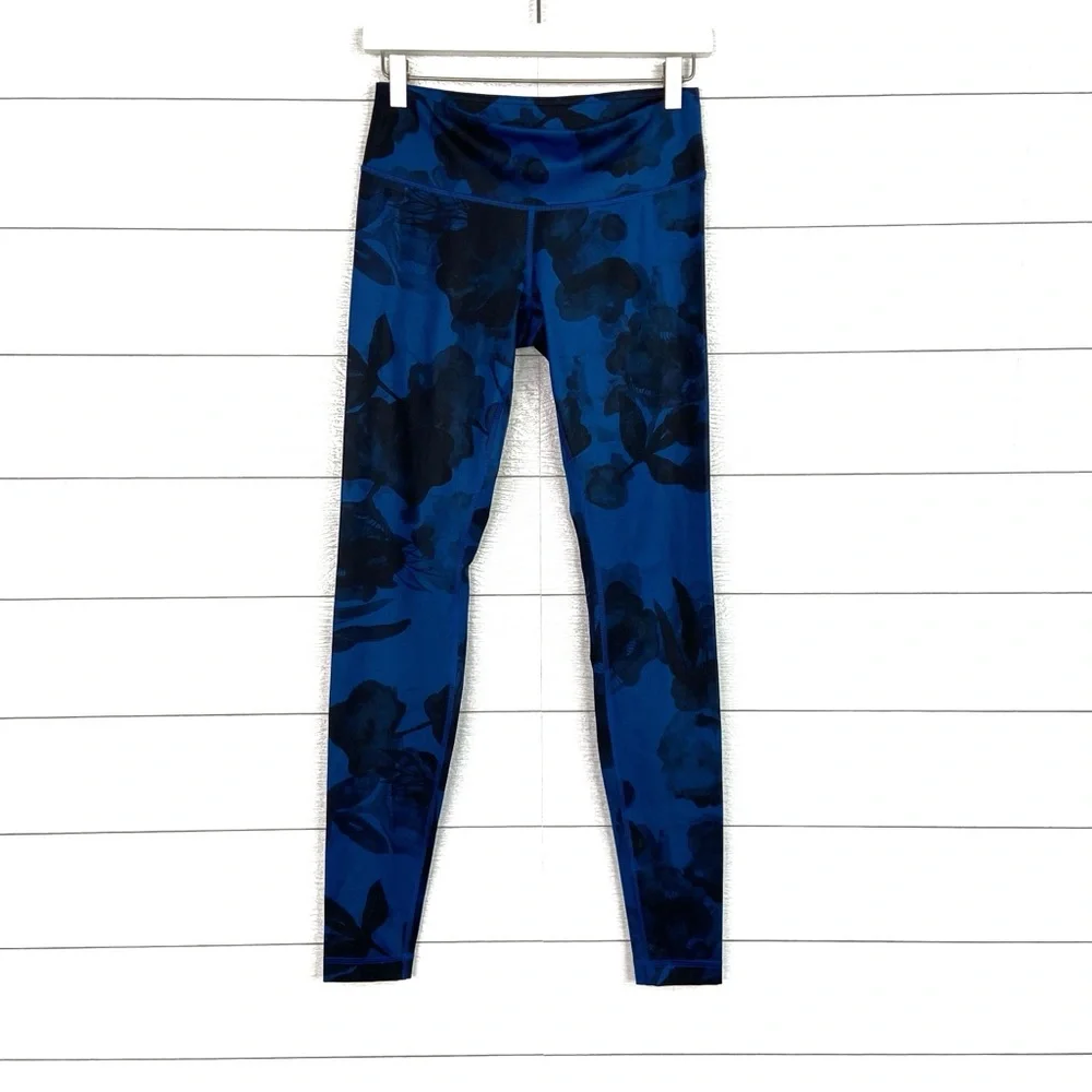 LULULEMON Wunder Under Pant Full On Luxtreme Legging Inky Floral Black Blue 6