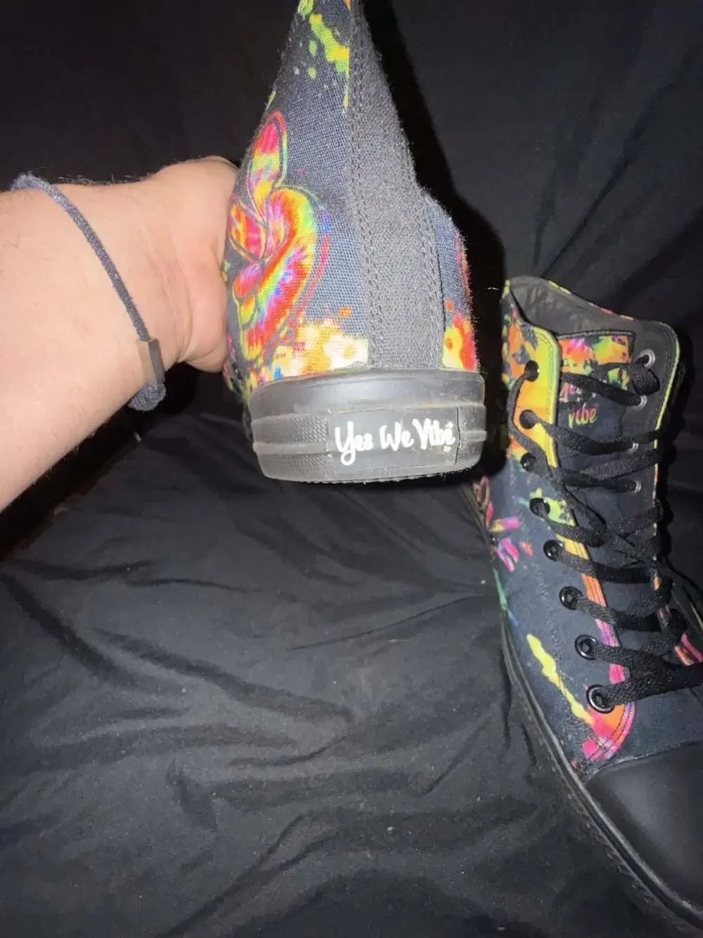 Yes We Vibe Tie-Dye Peace Sign High Top Sneakers