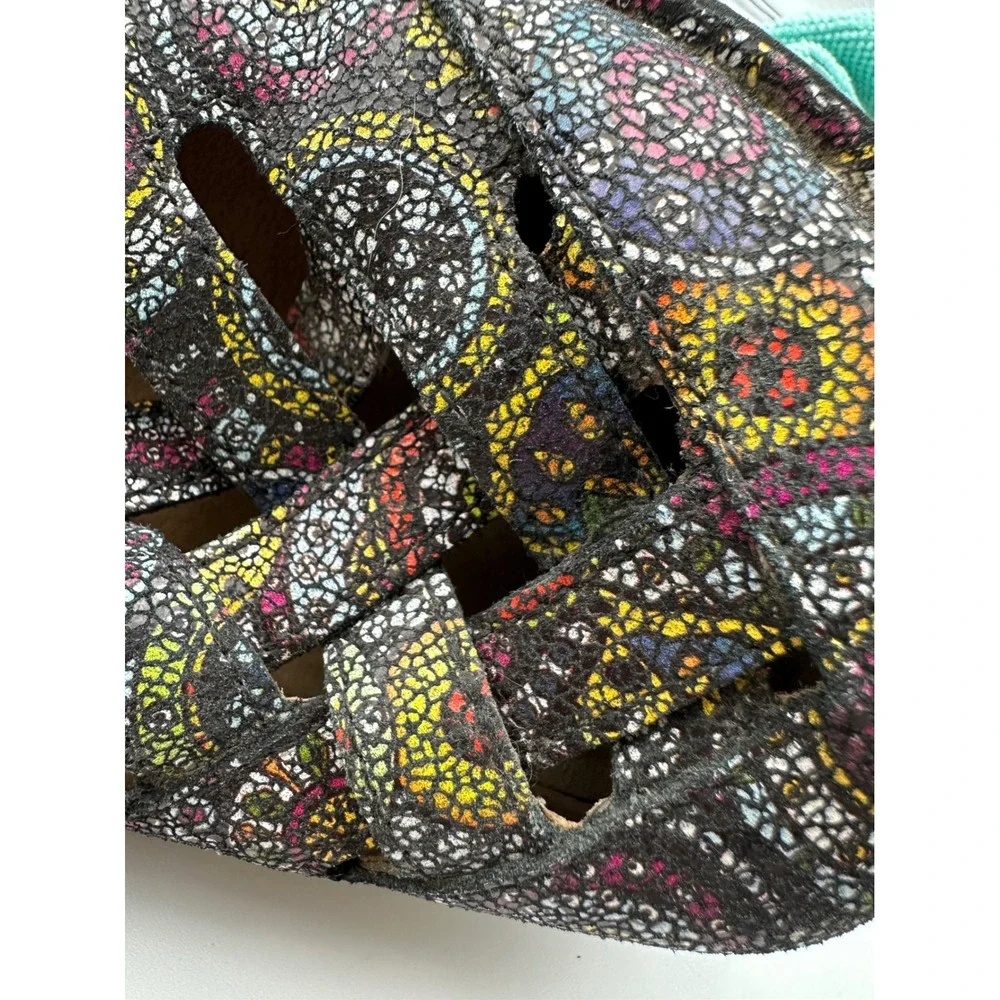 Alegria Freesia Leather Slip On Slides 39/8.5/9 Paisley Huarache Woven Pebbled