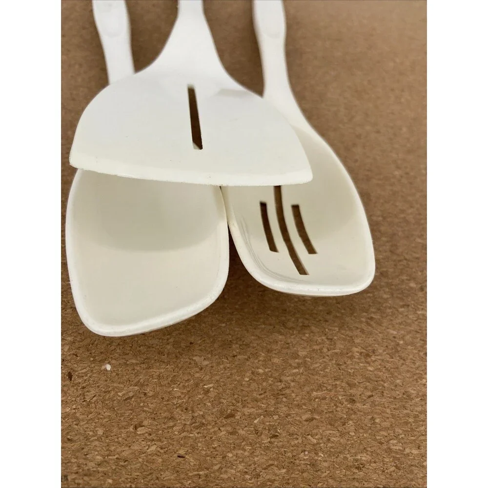 Foley Nylon Cooking Slotted Spoon Spatula Turner Serving Ivory Vintage Set of 3