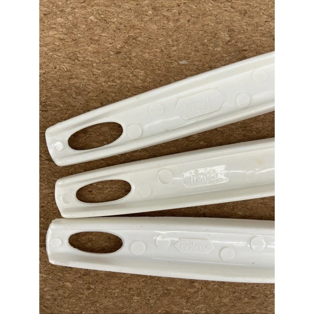 Foley Nylon Cooking Slotted Spoon Spatula Turner Serving Ivory Vintage Set of 3