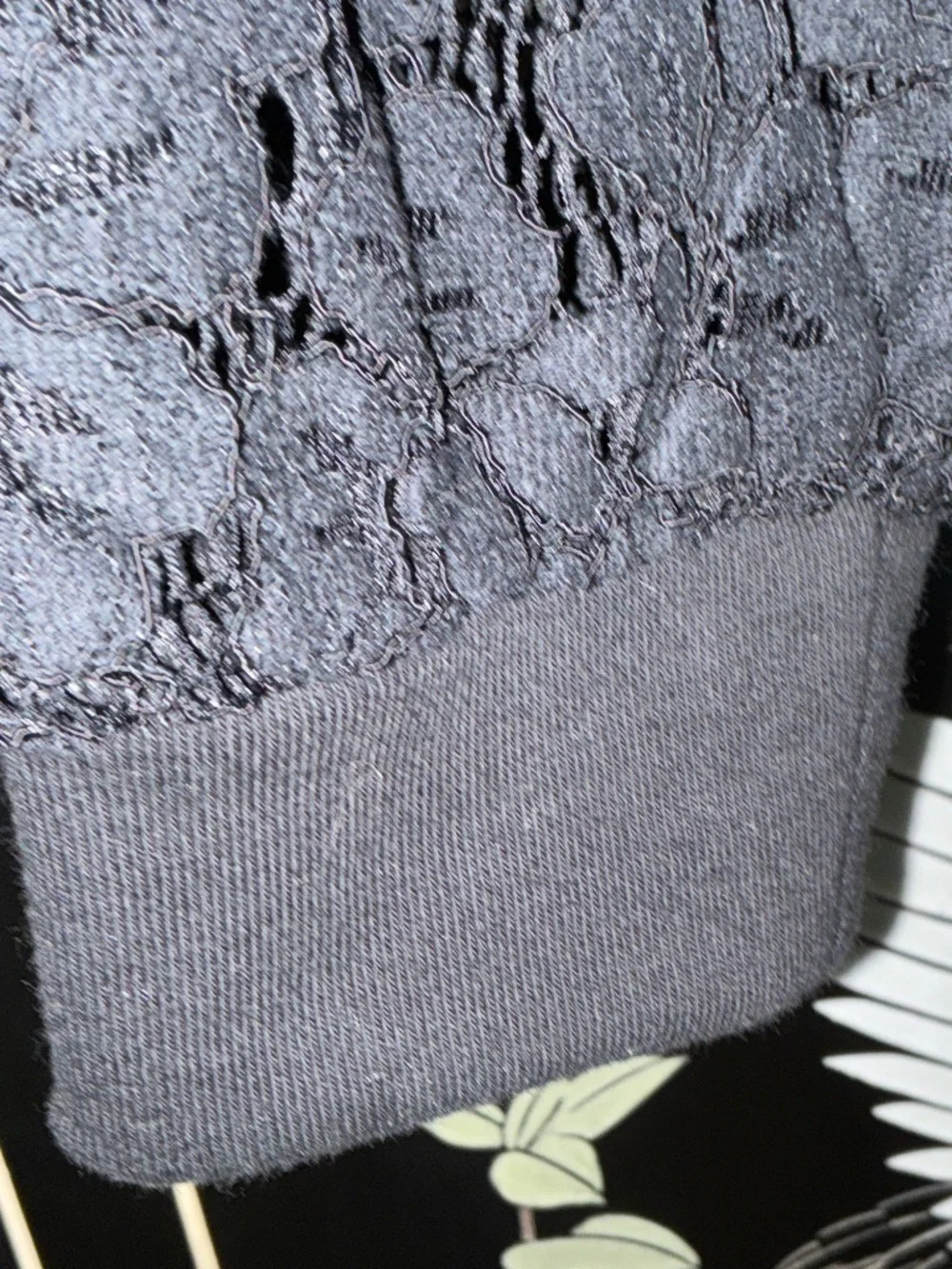 Maeve by anthropology, black lace overlay long sleeve sweatshirt size small