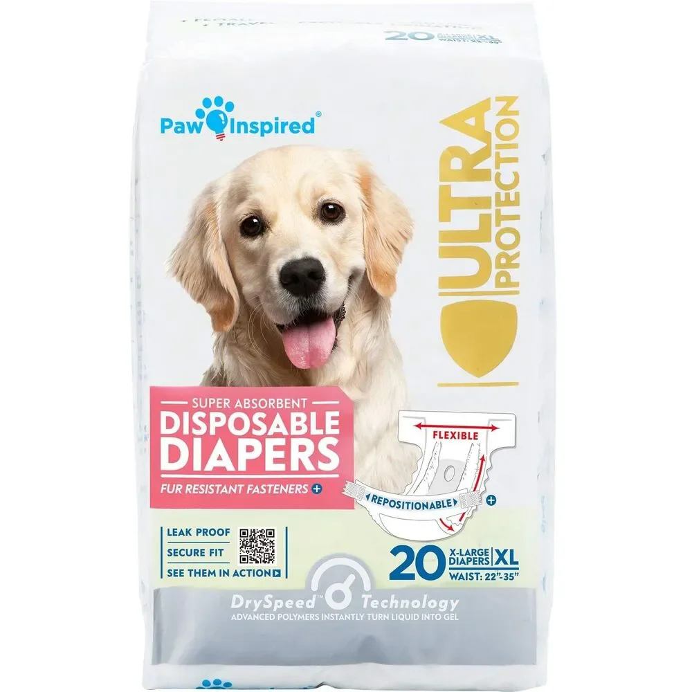 20ct Disposable Dog Diapers, Female Dogs in Heat, Incontinence (X-Large)