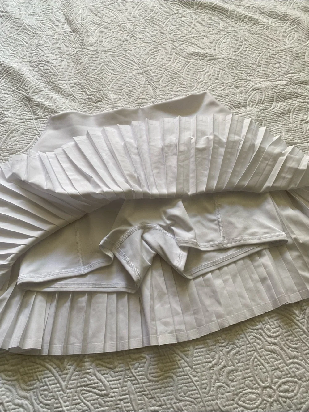 ALO Yoga White Pleated Skater Skirt