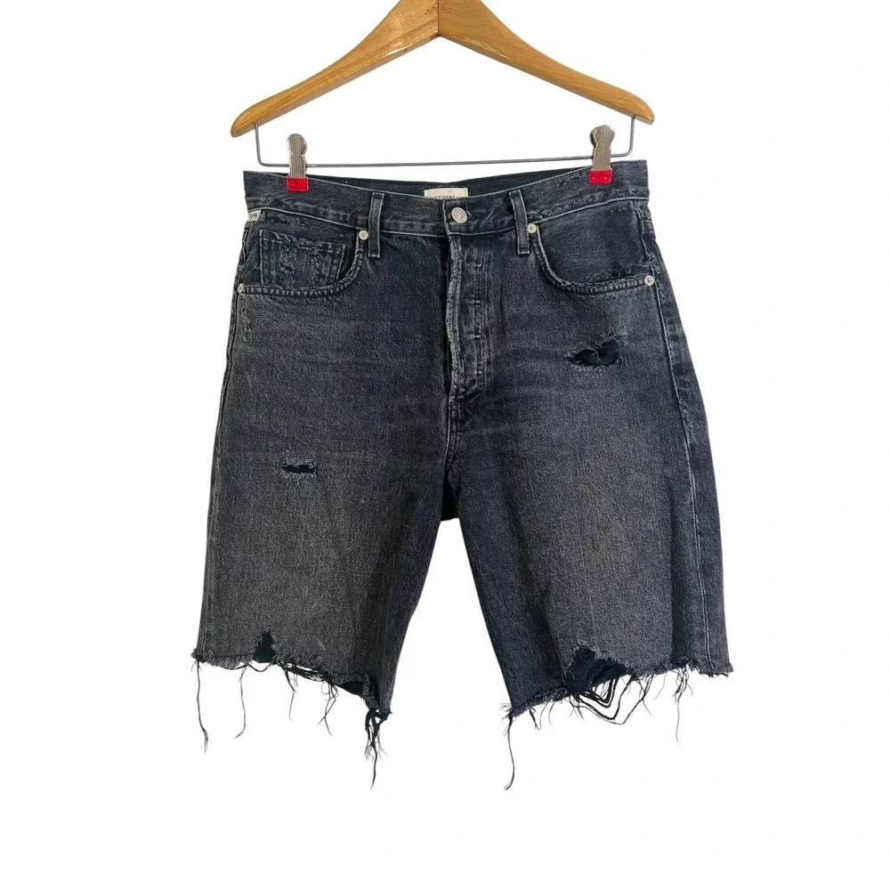 CITIZENS OF HUMANITY Ambrosio Long Denim Shorts in‎ Black 1928-1134