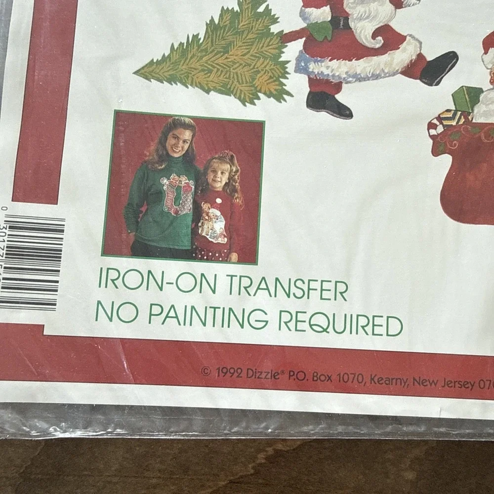 Vintage early 90s DIZZLE Christmas Iron on Crafts Transfers Little Santa's