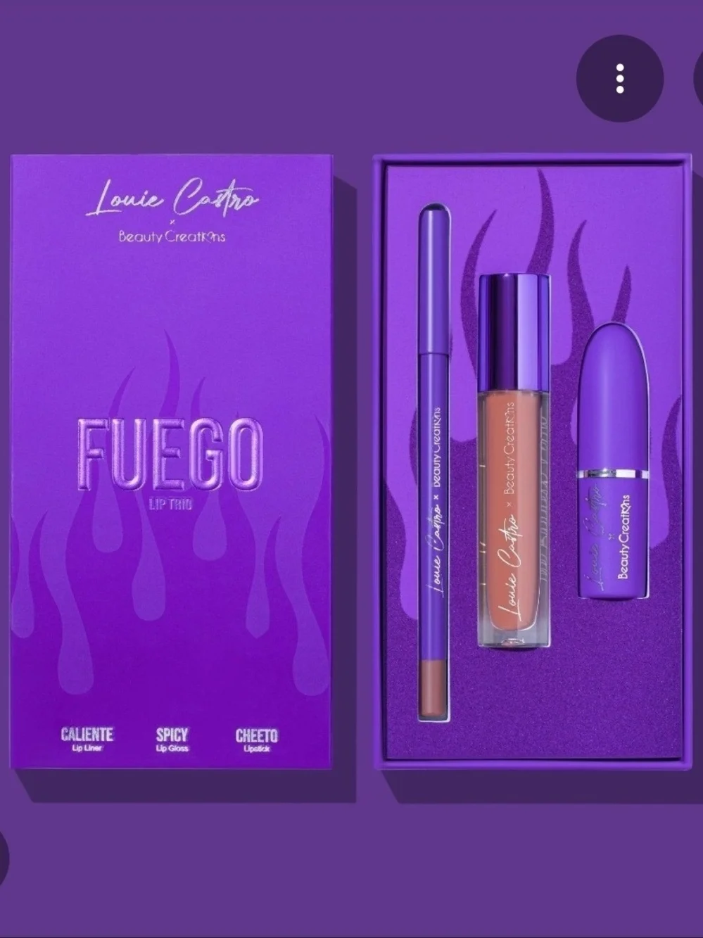 Louie Castro x Beauty Creations Fuego Lip Trio 3-piece Lip Kit BNIB
