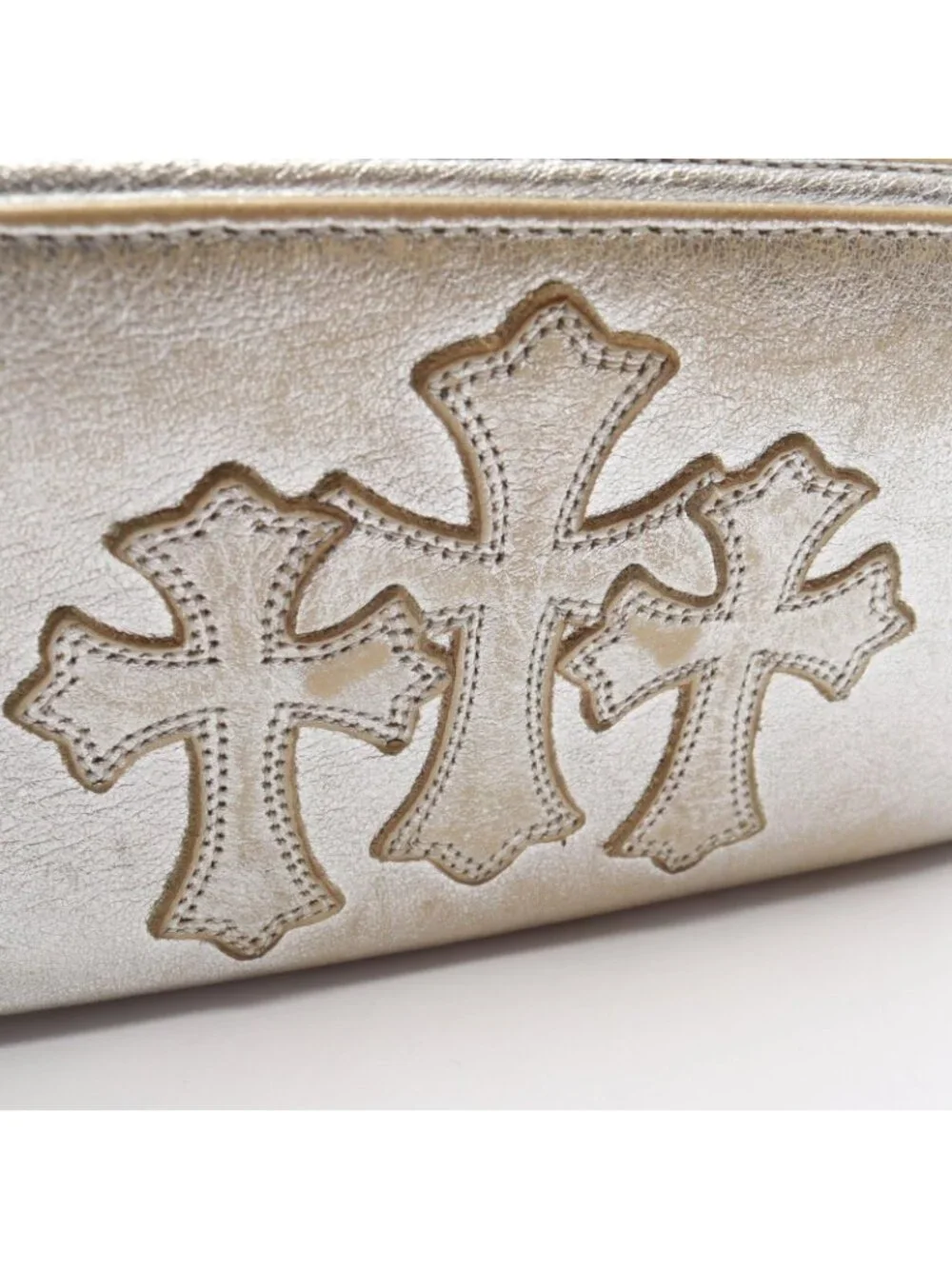 Chrome Hearts Round Wallet Rec Zip Cross Patch Leather
