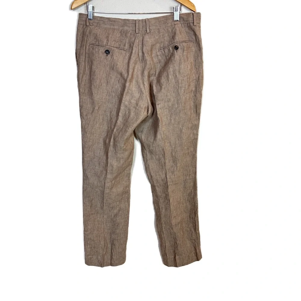 Frank & Oak Linen Tan‎ Straight Leg Pants Flat Front Men’s Sz 36 X 34