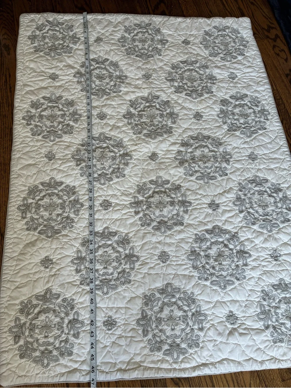 Pottery Barn Genevieve Toddler Quilt Gray Tencel Nursery Kids
