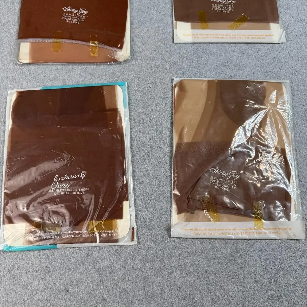 Vintage Shirley Gay Stockings Women 11 Brown Seamless Thigh High 50s 60s Retro