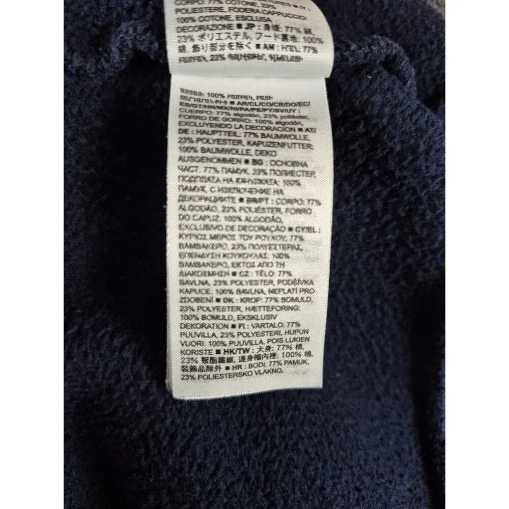 GAP NAVY BLUE MEDIUM HOODIE WITH GAP EMBEDDED USA FLAG DETAIL IN EMBLEM SZ 8-9