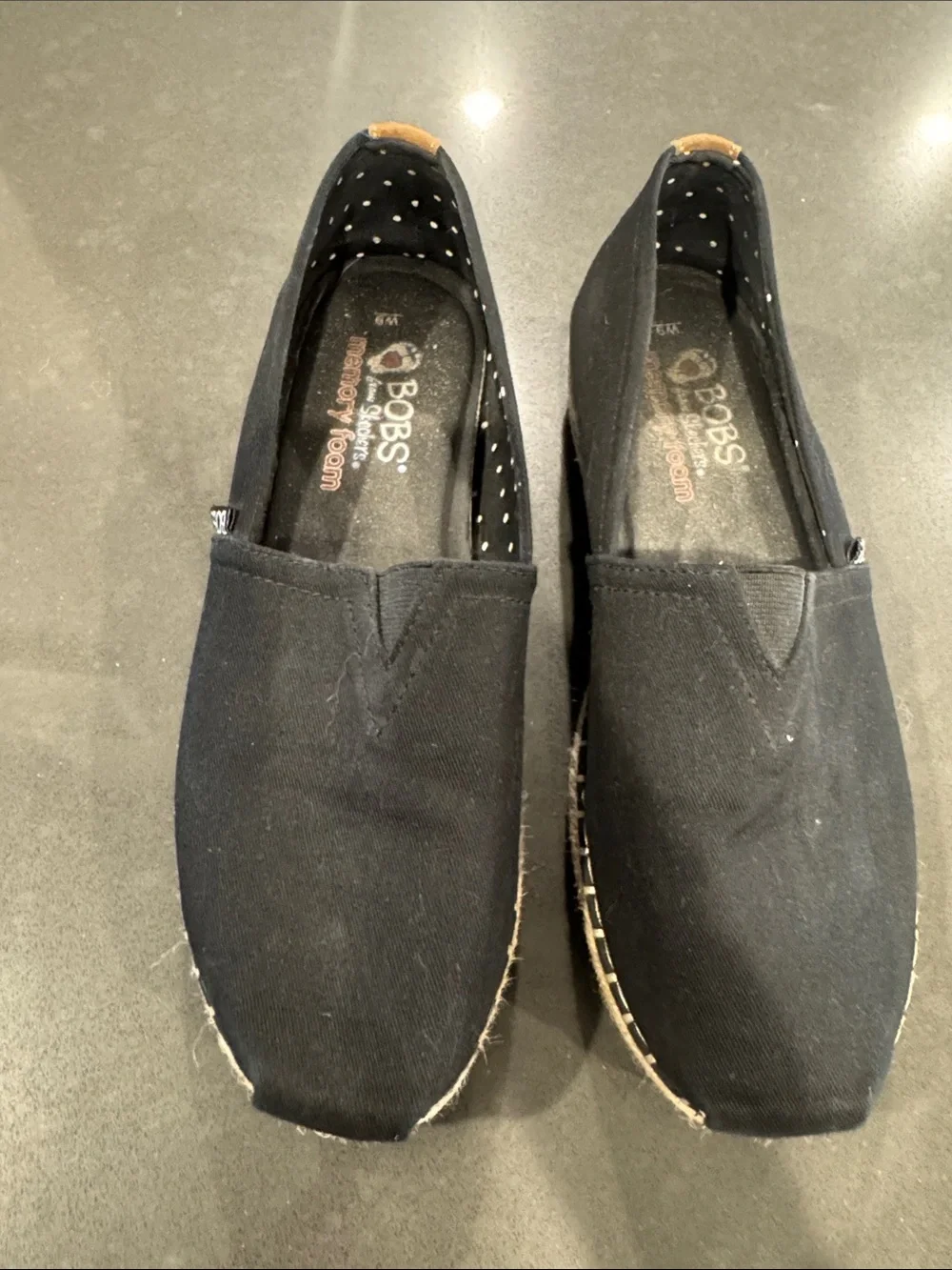 Bobs by Skechers size 9W Black Slip-On Espadrille