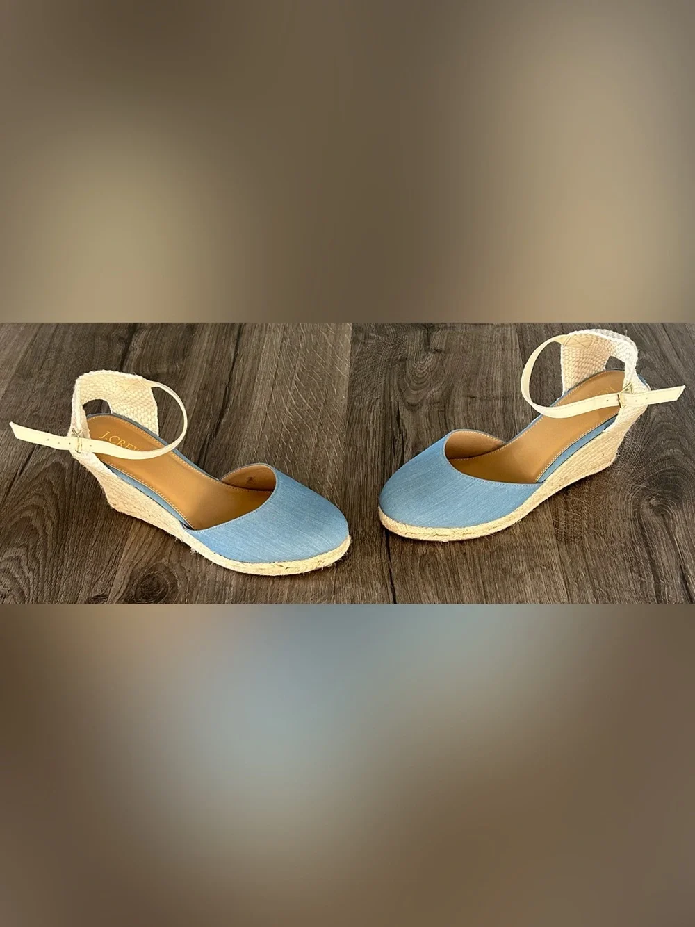 NEW!! J.Crew Blue Chambray Espadrille Wedge Sandals