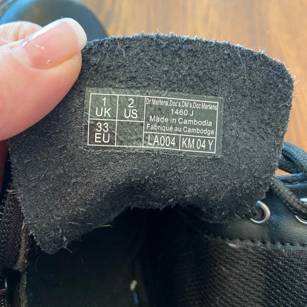 Dr. Martens Kids Black Combat Boots | Size 2 US / EU 33 | Side Zip