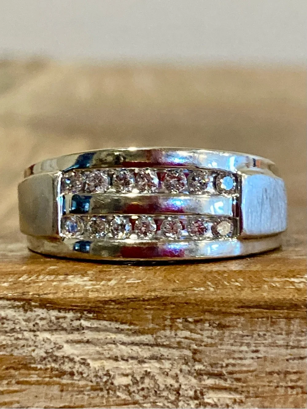 10K White Gold Men's Wedding Band Ring Size 10.25 NDI Brand