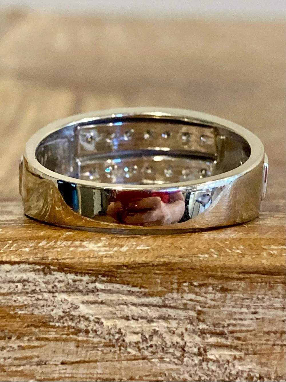10K White Gold Men's Wedding Band Ring Size 10.25 NDI Brand
