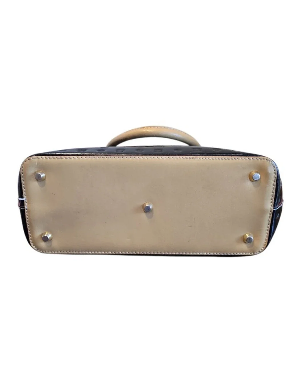 Arcadia Monogram Italian Leather Black Patent Satchel
