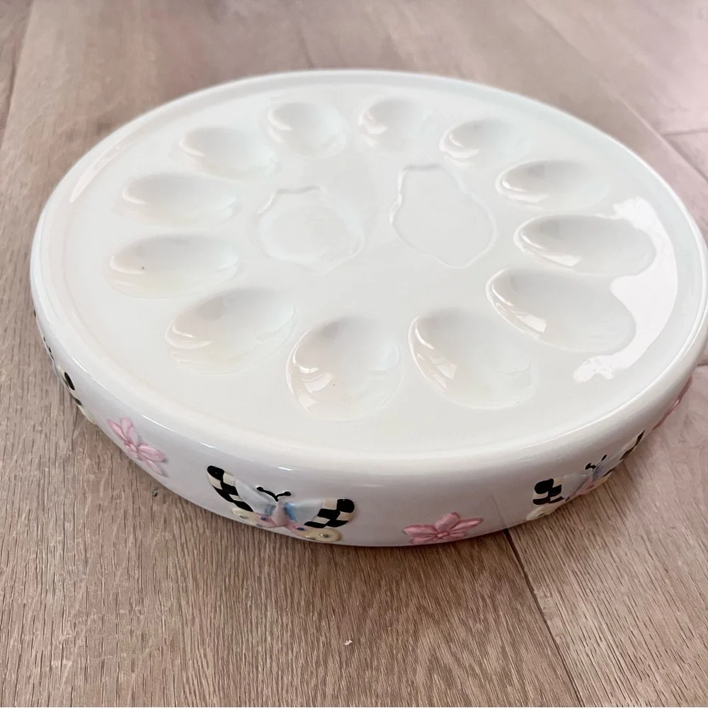 Sakura Debbie Mumm Deviled‎ Egg Plate Round 10.5