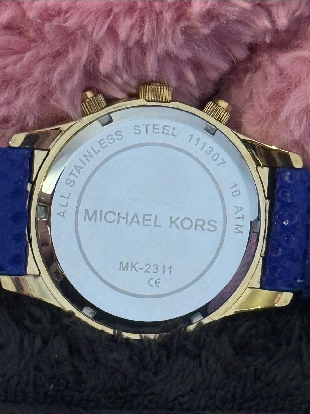 Michael Kors Gold Tone Crystal Pavé Watch with Blue Strap
