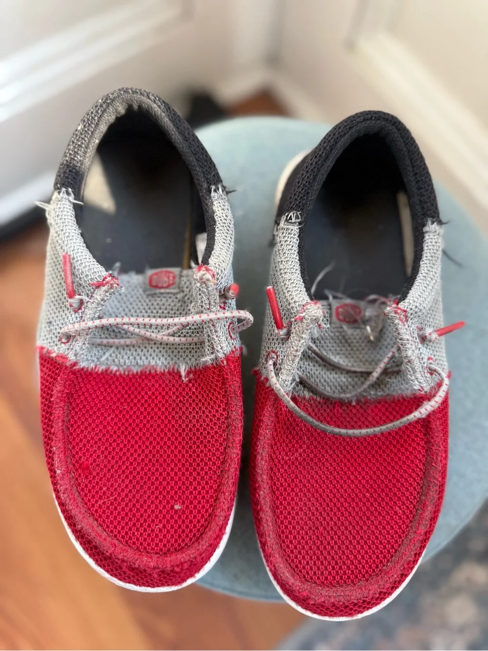 Hey Dude Kids Red, Gray and Black Casual Slip-On Sneakers