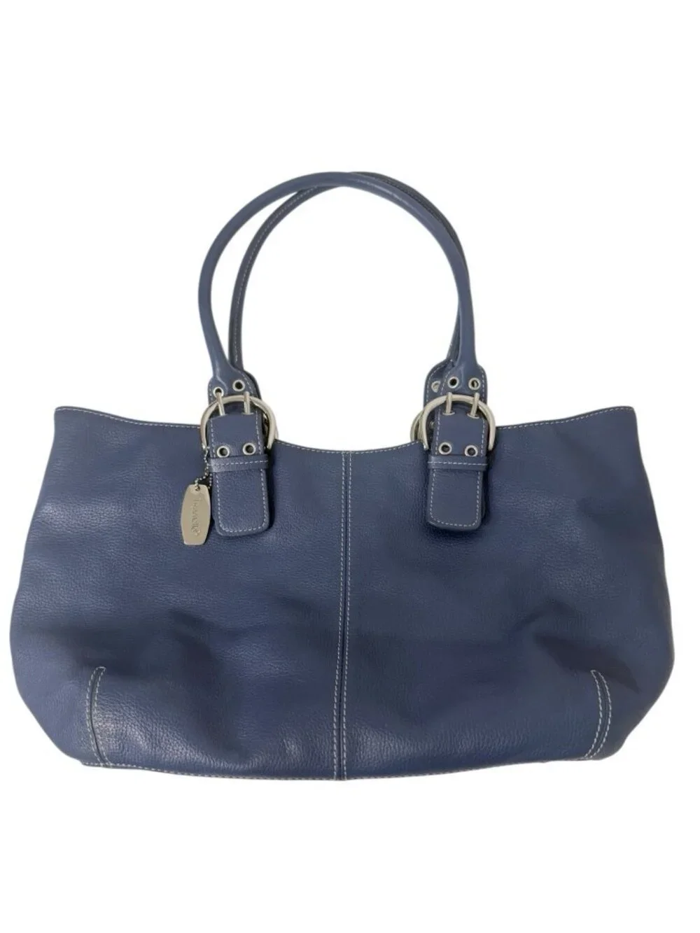 Tignanello Genuine Leather Navy Blue Tote Handbag Shoulder Bag and Wallet