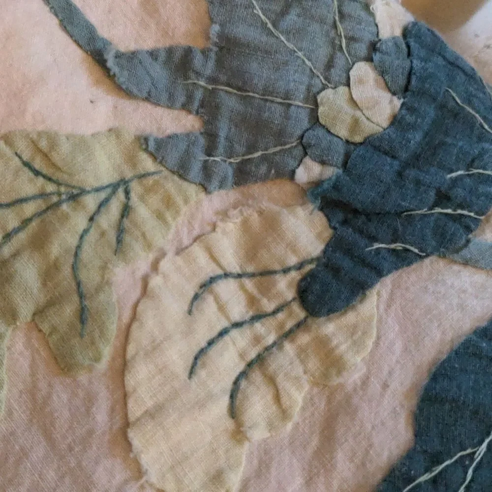 Vintage Yellow and‎ green hand embroidered table cloth