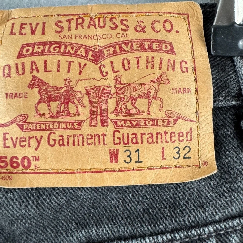 Vintage Levis Jeans Mens 31x32 (Fits 29x28) Black 560‎ Loose Tapered USA Made