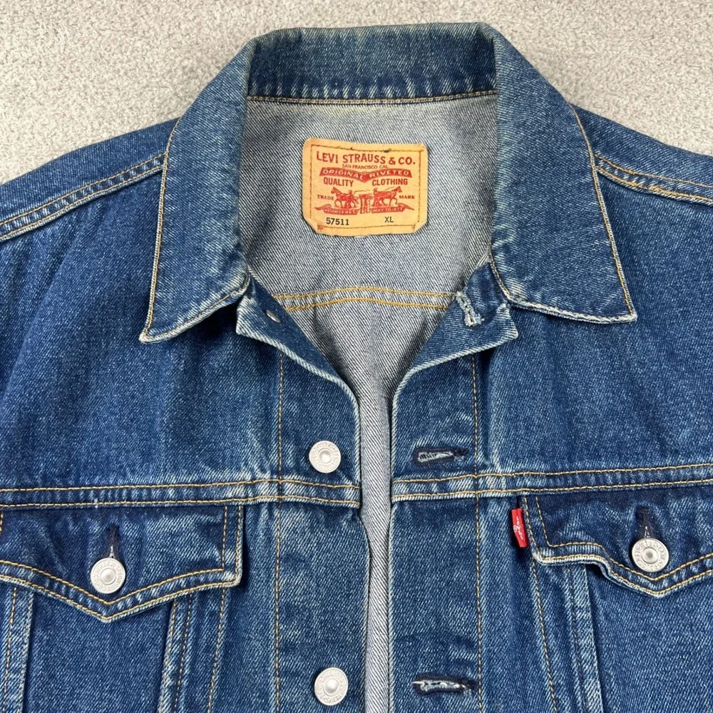 VTG Y2K Levi's‎ 57511 Denim Trucker Jacket Cotton Men's XL Blue Workwear