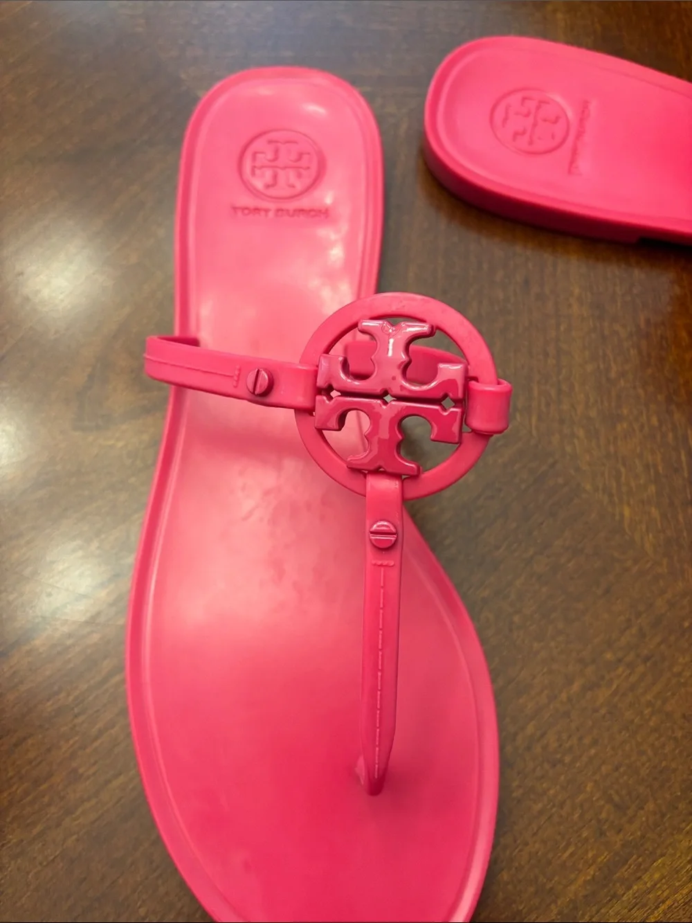 Tory Burch Hot Pink Logo Thong Sandals