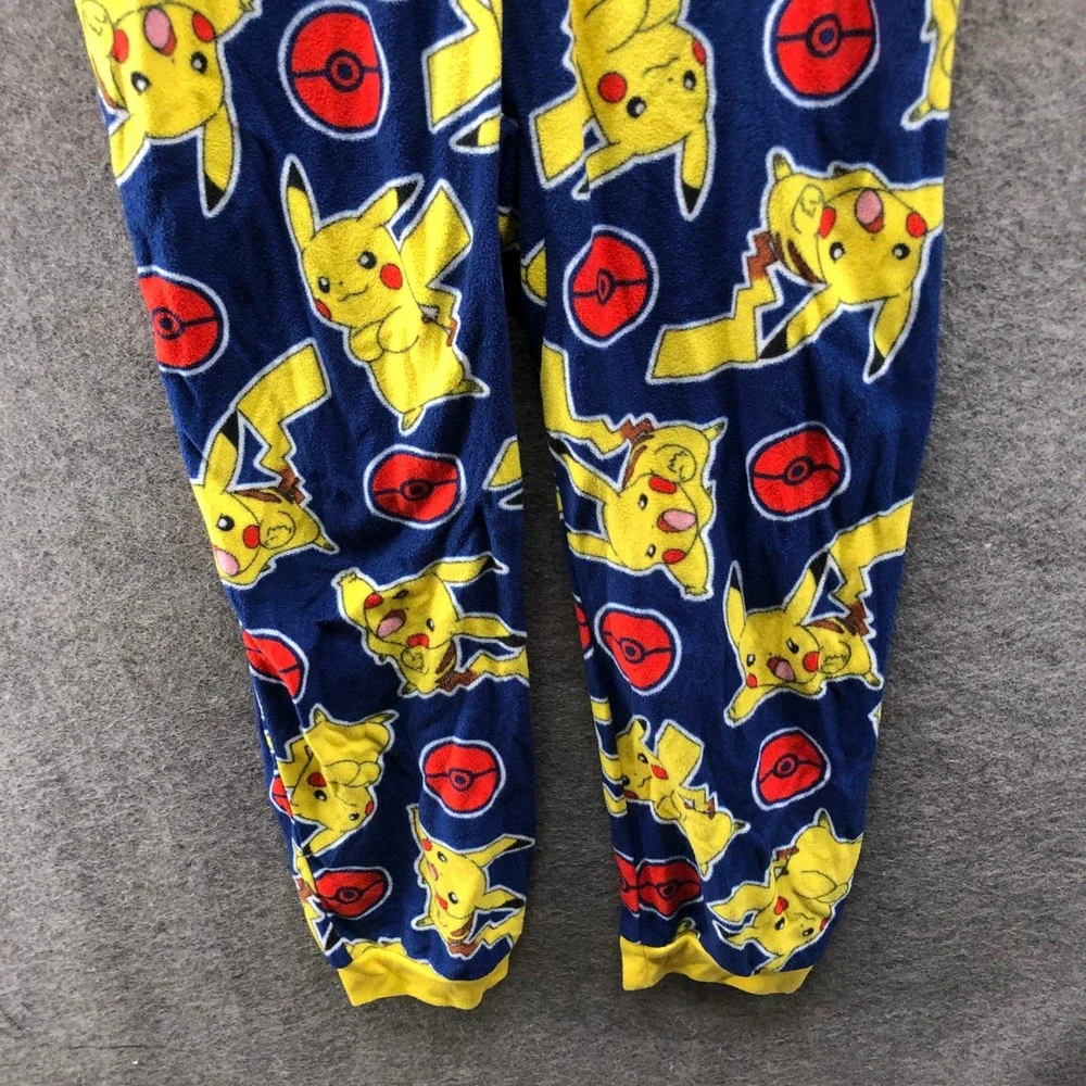 Pokemon Pikachu Onesie Pajamas Hooded Union Suit Fleece Sleeper Kids L 10-12