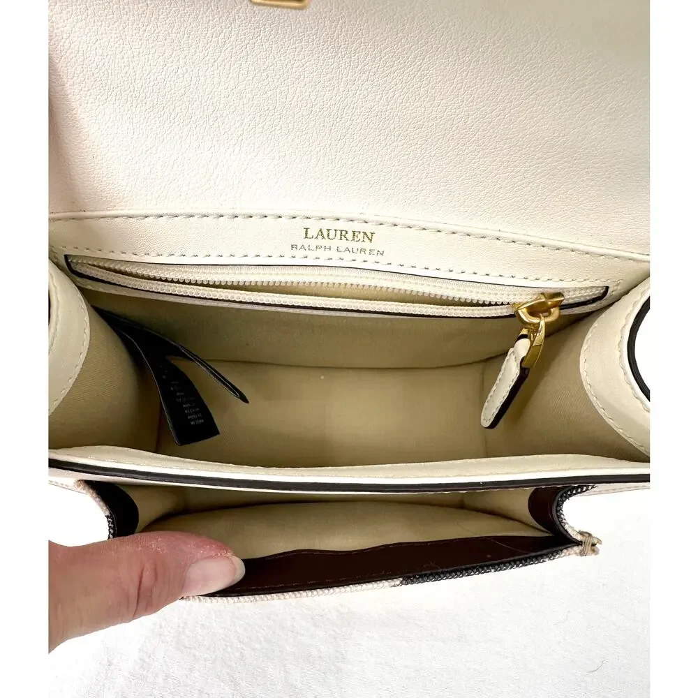 Lauren Ralph Lauren Canvas Mini Beckett Satchel Zebra Chestnut LRL Lock