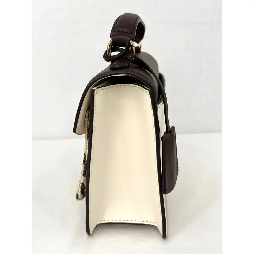 Lauren Ralph Lauren Canvas Mini Beckett Satchel Zebra Chestnut LRL Lock
