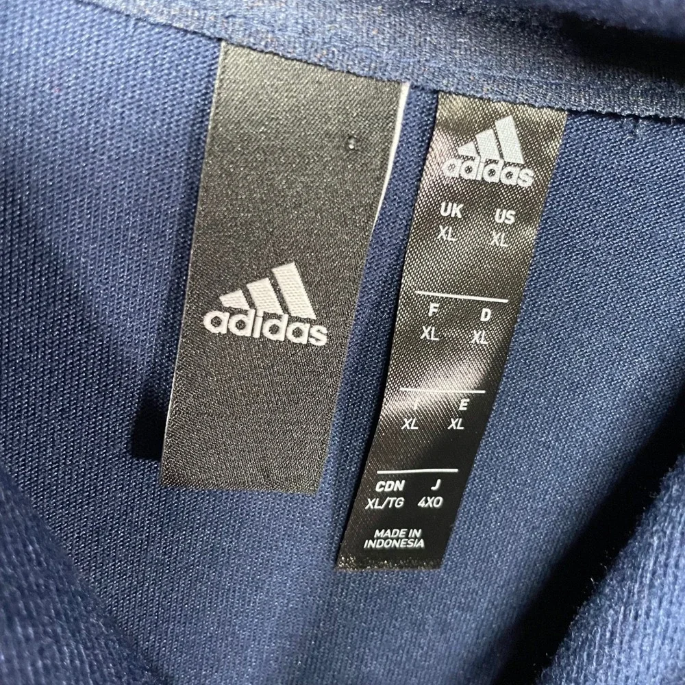 Adidas Mens XL Navy Blue Hoodie 3 Stripe Pullover‎ Athletic Sweatshirt